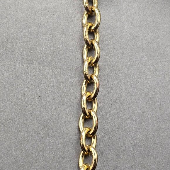 Gold-Tone Statement Necklace & Drop Earrings Set w/ Prong Set Clear Rhinestones - Picture 12 of 13